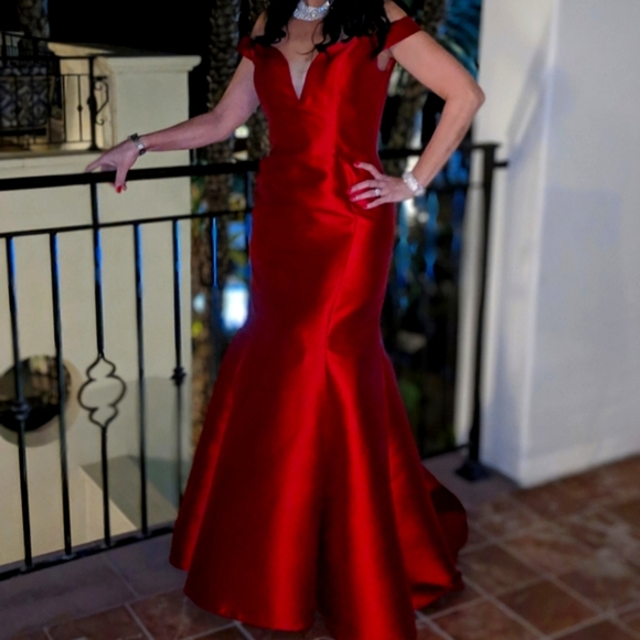 Red Mermaid Mikado Gown - Picture 11 of 12
